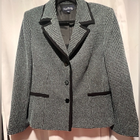 Evan Picone Monochrome Houndstooth Blazer - Picture 2 of 7